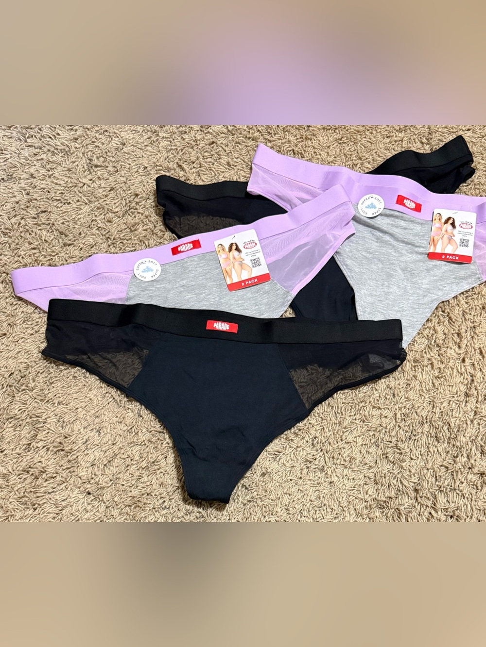 Parade Mesh Strappy Thong Underwear 2-Pack (4 Pairs Total) Size: XXL
